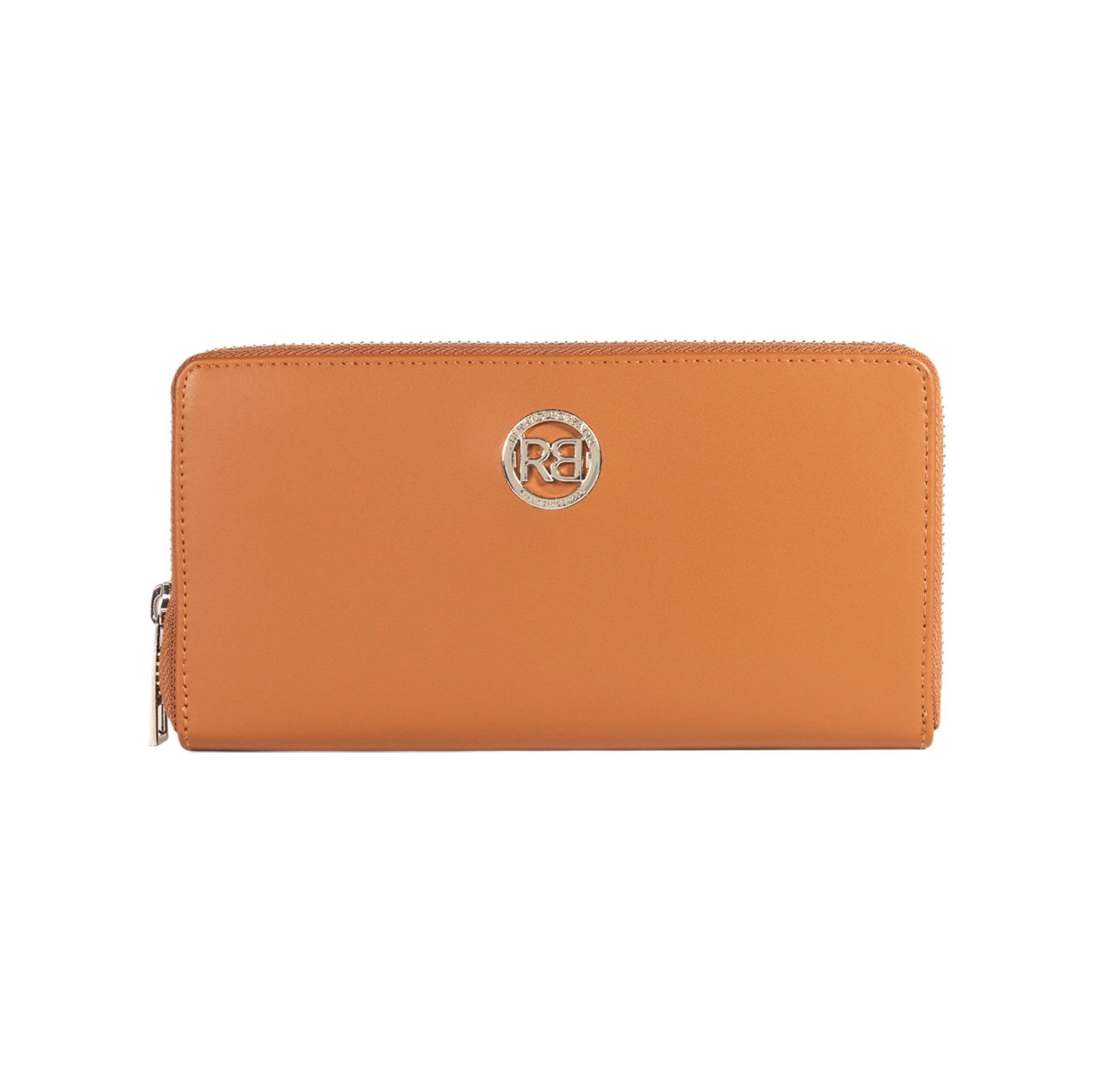 RB1084SS | Portafogli Donna con chiusura lampo Made in Italy in Vera Pelle Liscia Opaca. Colore Cognac. Dimensioni: cm 20 x 10 x 2,5-0