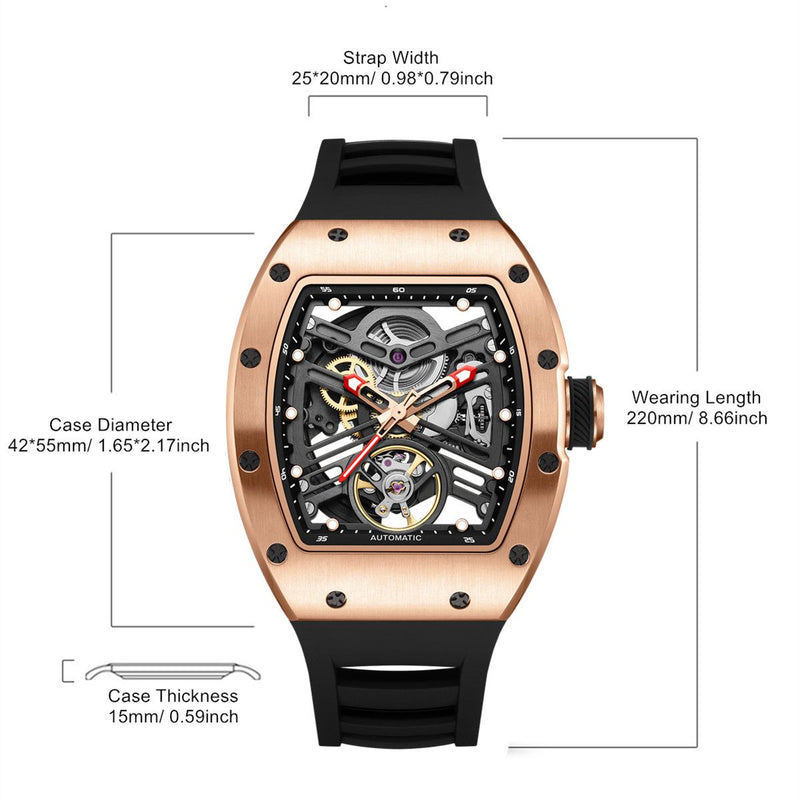 Ceas mecanic pentru bărbați, 42 mm, din oțel inoxidabil, casual, automat, impermeabil, ceas de mână
