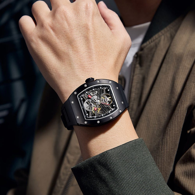 Ceas mecanic pentru bărbați, 42 mm, din oțel inoxidabil, casual, automat, impermeabil, ceas de mână