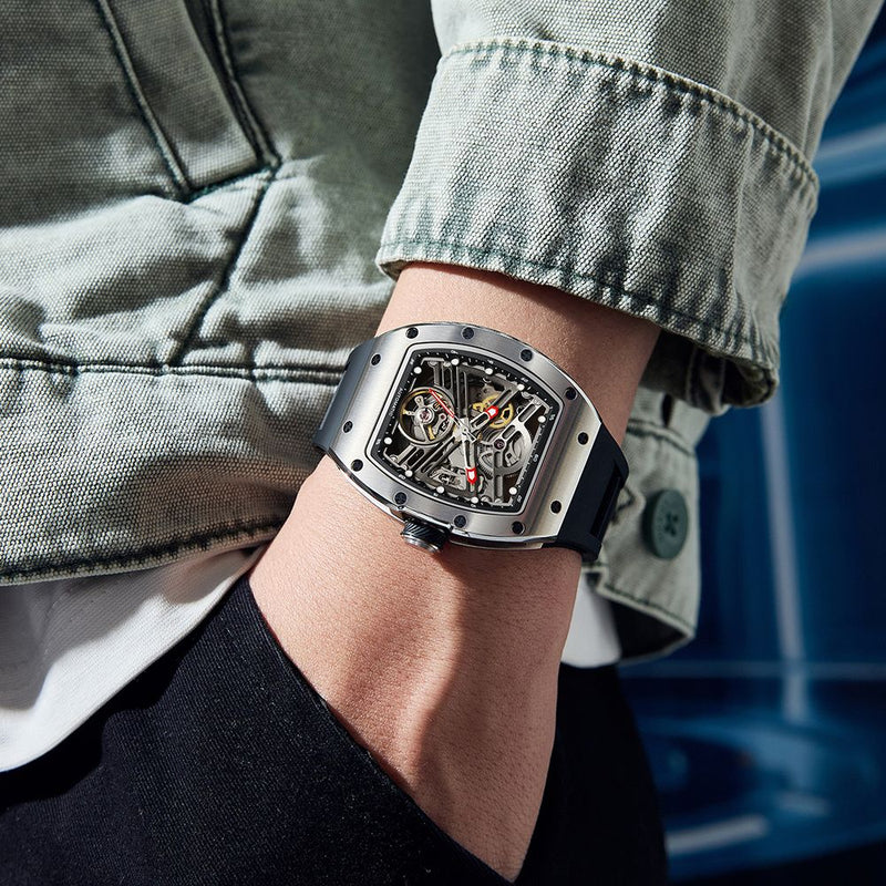 Ceas mecanic pentru bărbați, 42 mm, din oțel inoxidabil, casual, automat, impermeabil, ceas de mână
