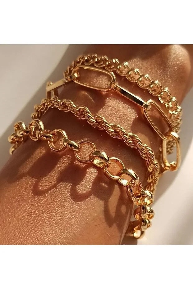 Set de brățări italiene cu lanț, patru piese, bijuterii elegante, reglabile, cadou pentru ea