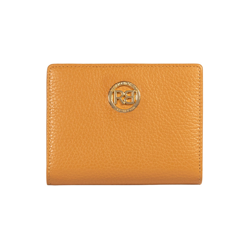 RB1080GCQ | Portafogli Donna Made in Italy in Vera Pelle grana Dollaro. Colore Cuoio. Dimensioni (da chiuso): cm 13 x 9 x 2,5-0