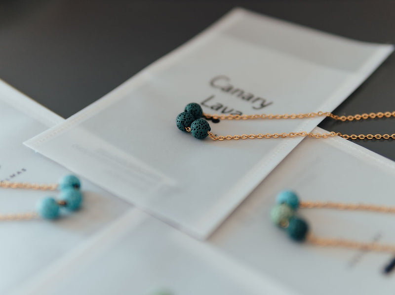 Aroma Diffuser Necklace with Lava Beads - Silver Chain