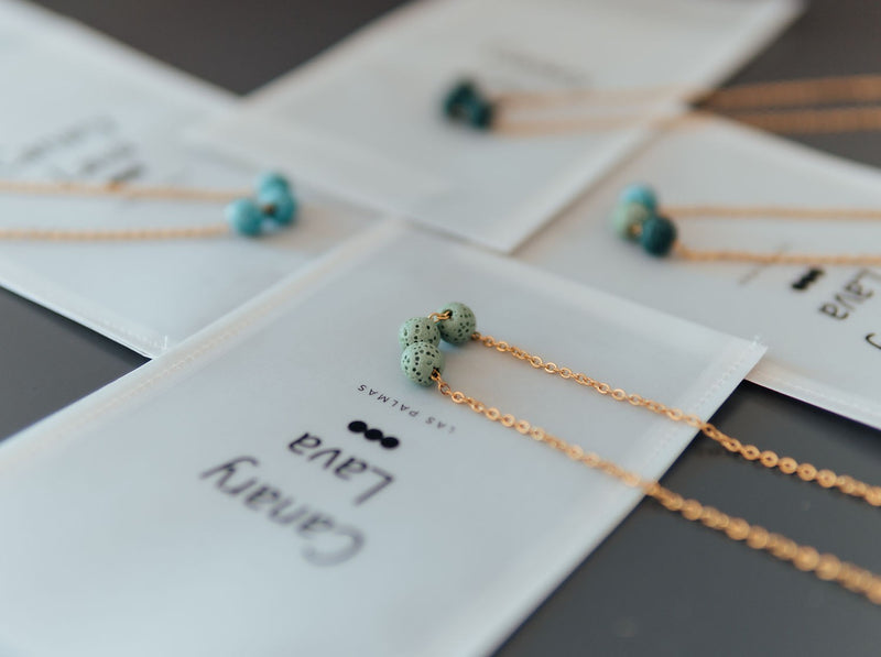 Aroma Diffuser Necklace with Lava Beads - Silver Chain