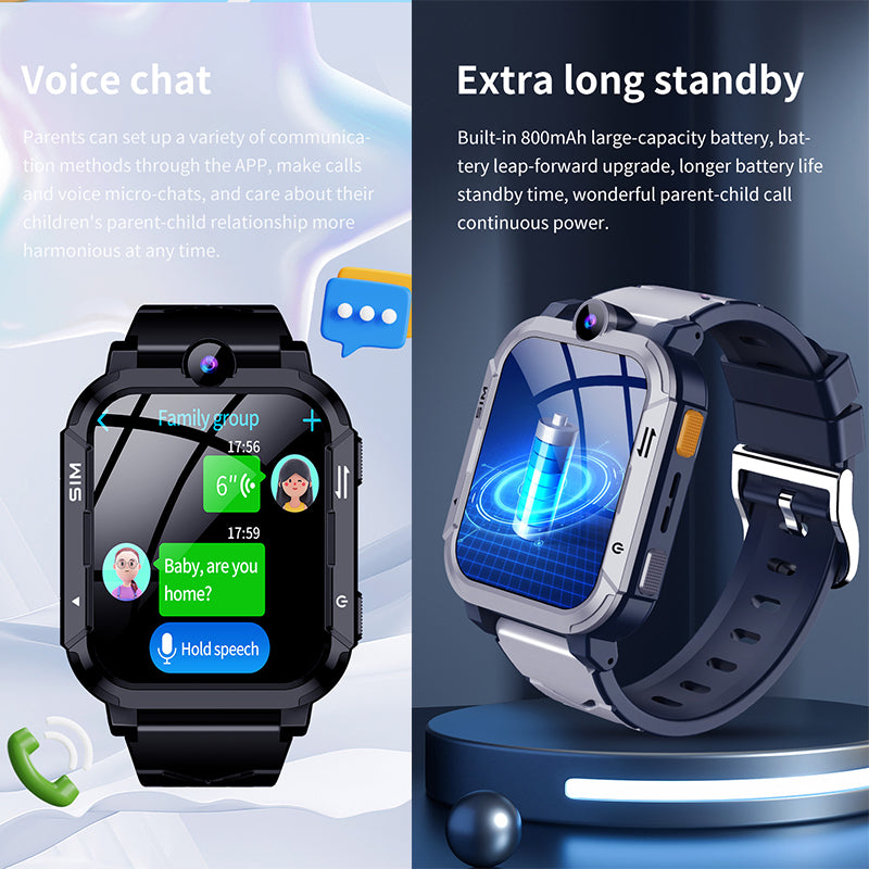 4G-Kinder-Smartwatch mit GPS-Tracker, Videoanruffunktion, Touchscreen-Kamera, wasserdicht, Lern-Smartwatch für Jungen und Mädchen