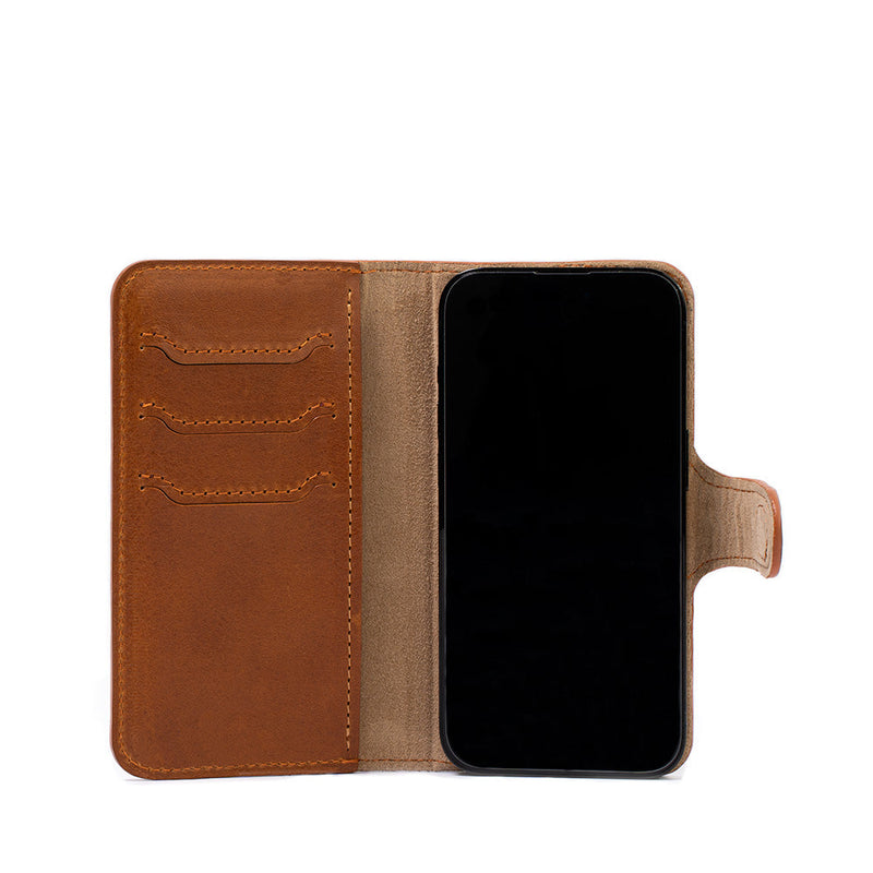 Leather Folio Case Wallet for iPhone 16 Series with MagSafe - Classic 4.0-5