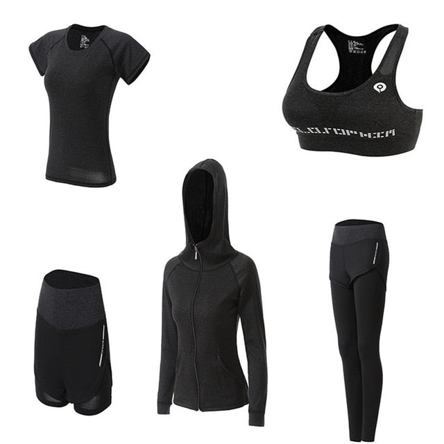 5-Piece Women’s Yoga Set – Quick Dry Fitness & Running Sportswear