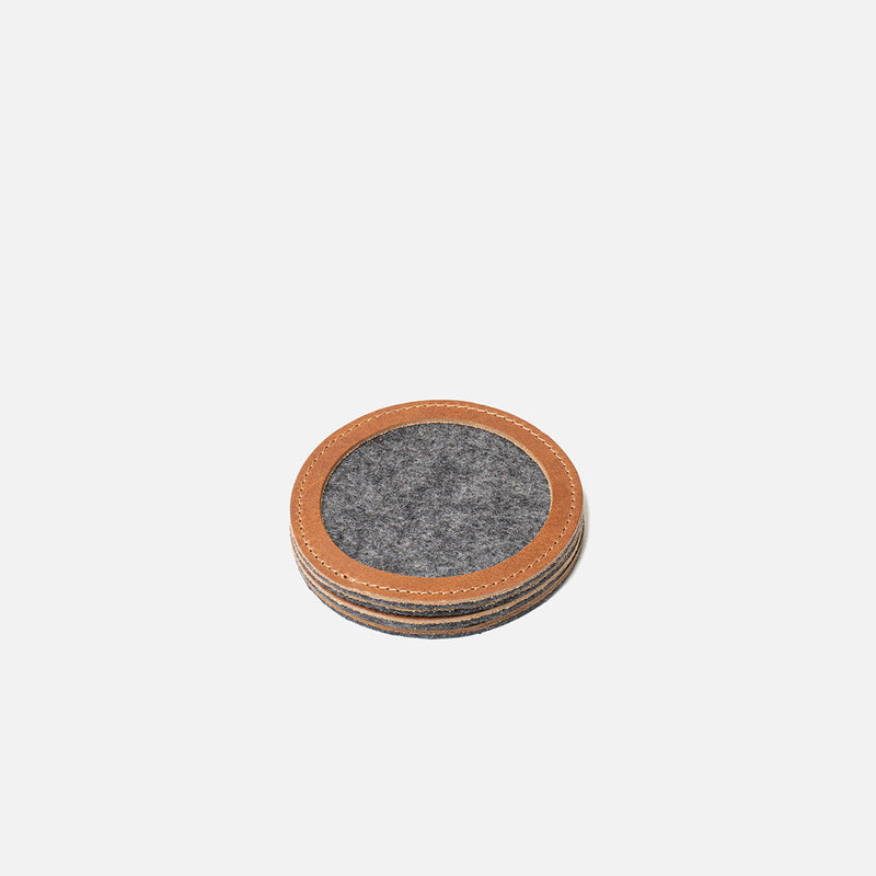 Wool Felt Coaster w/ Leather Rim-4